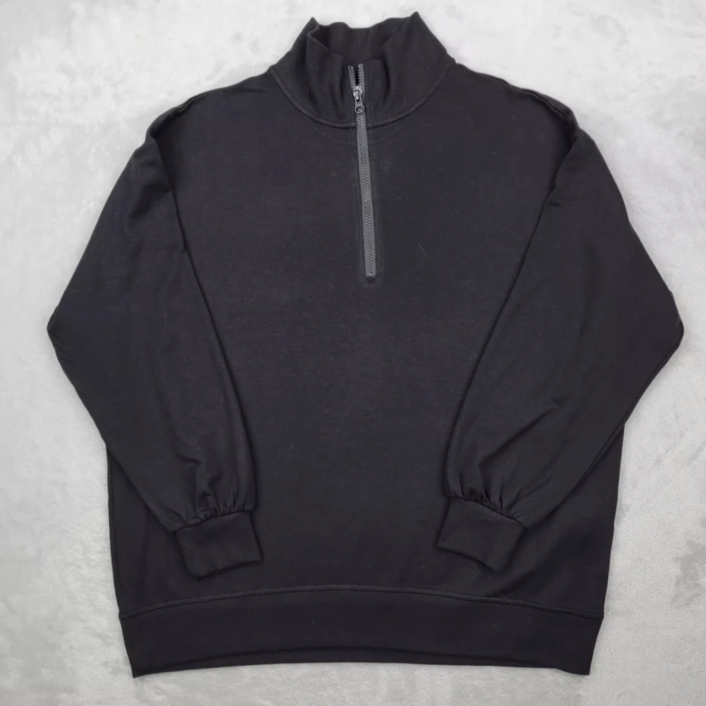 Three Dots Womens Half Zip Black Sweater